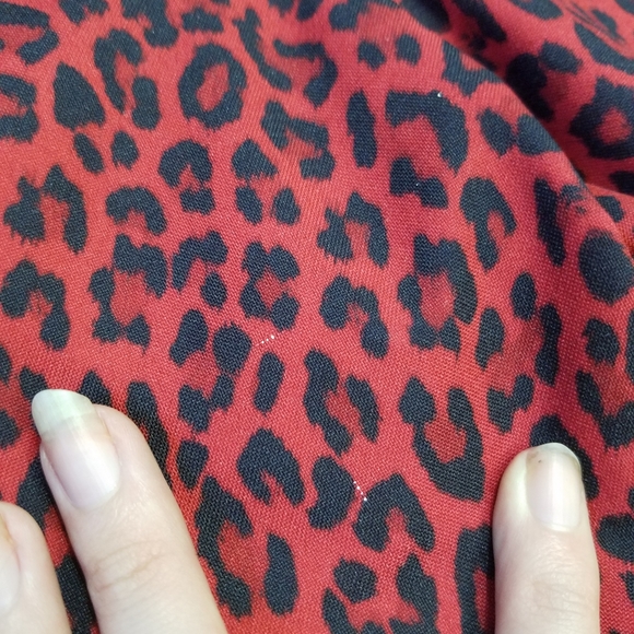 90s Red Cheatah Fitted Flare Pants - Picture 13 of 16